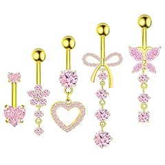 Gold Plated Pink CZ Belly Button Rings