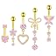Gold Plated Pink CZ Belly Button Rings