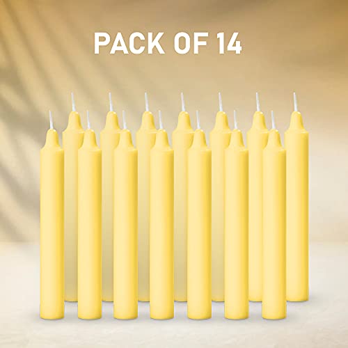 Image of AuraDecor Pack of 14 Stick Candles || Especially Meant for Healing, Chakras, Ritual Candles, Decoration, Lighting, Home Decor || Burning Time 3 to 4 Hours Each (Yellow)