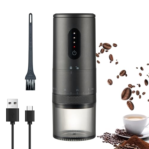 Kybelehoo Kaffeemühle Elektrisch mit Kegelmahlwerk, 38 Stufen außen einstellbar, 2-mal schnelleres Mahlwerk, Typ-C Ladeung 2000mAh Akku mit Ladeanzeige, Lade- und Mahlvorgang gleichzeitig möglich