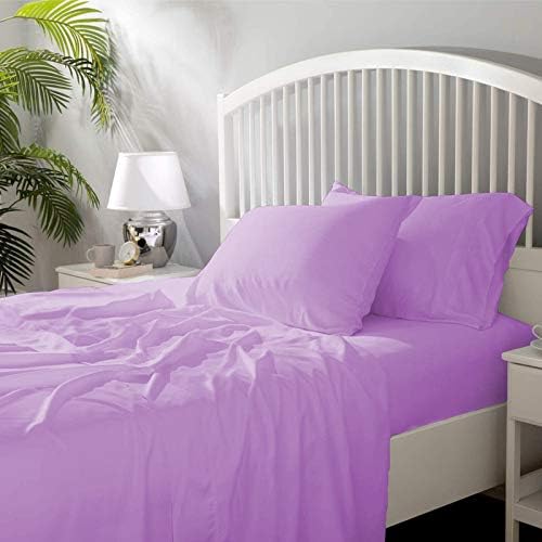 Image of YRM Bedding's - Egyptian Cotton Bedsheet 400-TC Premium Hotel Quality 1 Bedsheet (66x96) + 2 Pillow Covers (18x28) - (Single Bed Size, Levender Color)