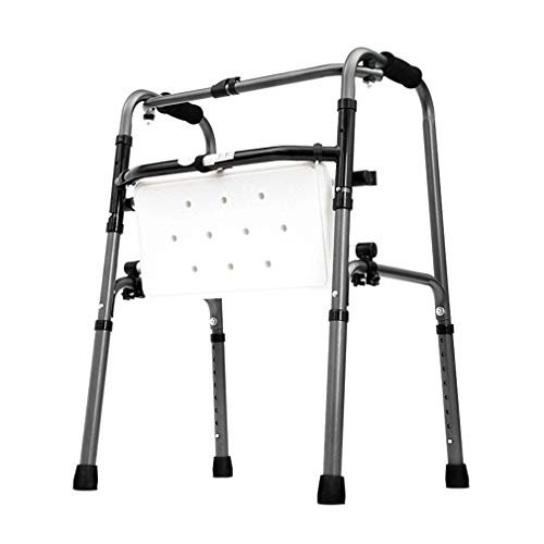 RWRAPS Silla de Ducha Plegable, Caminante Anciano geriátrico de Alta Resistencia - Ayuda de Movilidad de Altura Ajustable Marco para Caminar, muleta de Acero con Asiento Acolchado