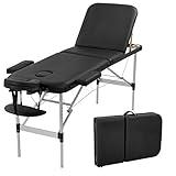 Aluminium Massage Table Portable Massage Bed 73 Inch Long Height Adjustable 3 Folding Massage Table Carry Case Spa Bed Face Cradle Salon Bed Tattoo Bed