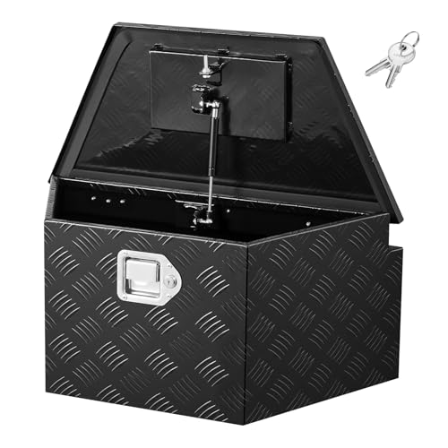 VEVOR Trailer Tongue Box, Heavy Duty Trailer Tongue Tool Box Storage Organizer with Lock & Keys, Utility Tool Chest for Pickup Truck Bed, RV, SUV, Off-Road Vehicle, Aluminum, 26