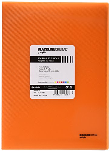 Grafoplás 1461852. Folder 50 Sleeves, Folio Size, Polypropylene Lids, Orange, Blackline Glass Polyplastic