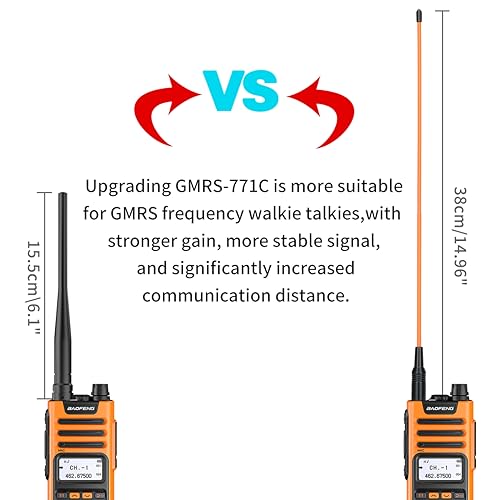 Baofeng GMRS Antena 38.9 cm SMA-fêmea antena de alto ganho para rádios Baofeng UV-5R GM-15Pro WP-31