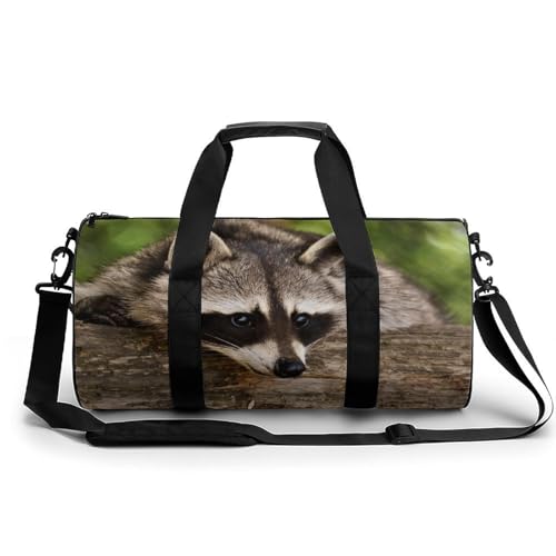 Sac de voyage weekend marron à motif raton laveur pour camping et randonnée