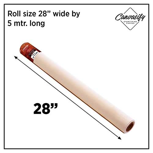 Image of 10oz Primed Cotton Canvas Roll 5 Meter (28 inch X5mtr) Ideal for Oil & Acrylic Paint Drawing Artist Sketch Painting Accessories