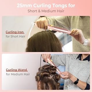 OKWRAP Mini Fer à Boucler 25 mm, Mini Fer à Lisser, Lisseur de Voyage Pour Cheveux Courts avec 5 Température Réglables PTC Chauffage Rapide Céramique Boucleur à cheveux Double Tension