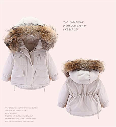 Baby Girls Two Piece Winter Warm Hooded Fur Trim Snowsuit Puffer Down Jacket with Snow Ski Bib Pants Outfits
