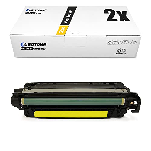 Cartouche toner HP CE252A 504A jaune Eurotone pour Color LaserJet CP3525 et CM3530 pack de 2