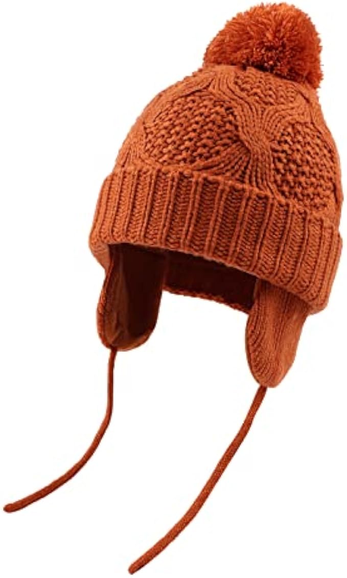 Bamery Crochet Baby Beanie Earflaps Toddler Girl Boy Knit Infant Hats Warm Cap Lined Polyester