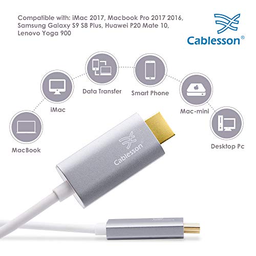 Cable USB C a HDMI 2.0 de 2M gris con acabado premium Thunderbolt 3 3