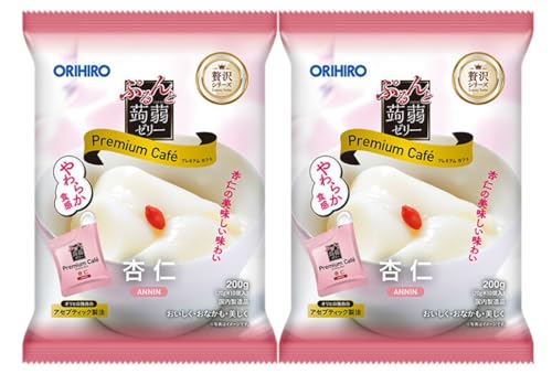 ORIHIRO オリヒロ ぷるんと蒟蒻ゼリー プレミアムカフェ 杏仁 (20g×10個)2袋 贅沢シリーズ サンキューシール(JOYBストアオリジナル