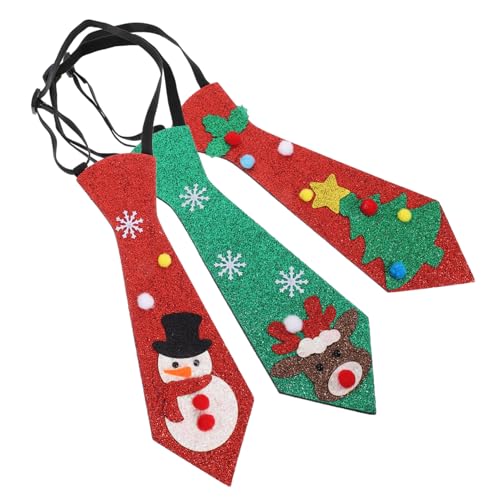 ROMISBABA 3 Stück Teiliges Weihnachts Kragenkrawatten aus Filz und Glitzerpapier Festliche Krawatten für Herren Wiederverwendbar und für Weihnachtsfeiern und Dekoration