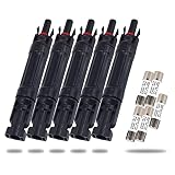 Leehitech 30A Solar Fuse Holder Inline with Male and Female Connector for Solar Panel and Solar Controller, Waterproof Solar Fuse Connector, Solar Surge Protection Device 5pcs
