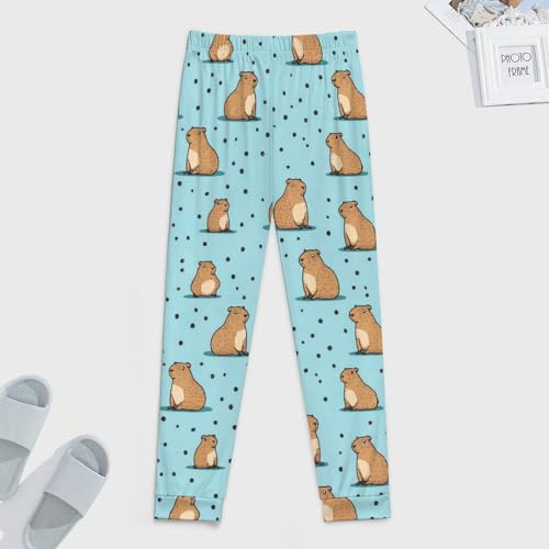 Cute Capybara Men's Pajamas Pants Lightweight Sleep Lounge Pant Pjs Bottoms Casual Sleepwear4