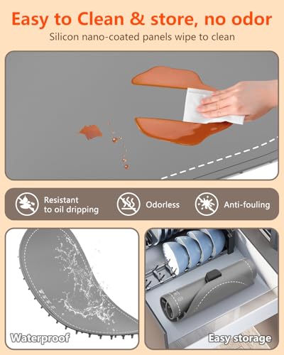 seenlast Warming Mat for Food with Adjustable Temperature Timer,10S Fast Heating Silicone Food Warmers for Parties Buffet and Home Daily,Food Warming Mat with Insulating Pad Raised Feet Protects Table — view 6