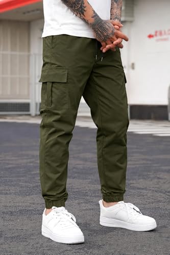 Image of ADBUCKS Men's Regular Fit low Rise Soild Cargos Style Joggers Casual Trousers