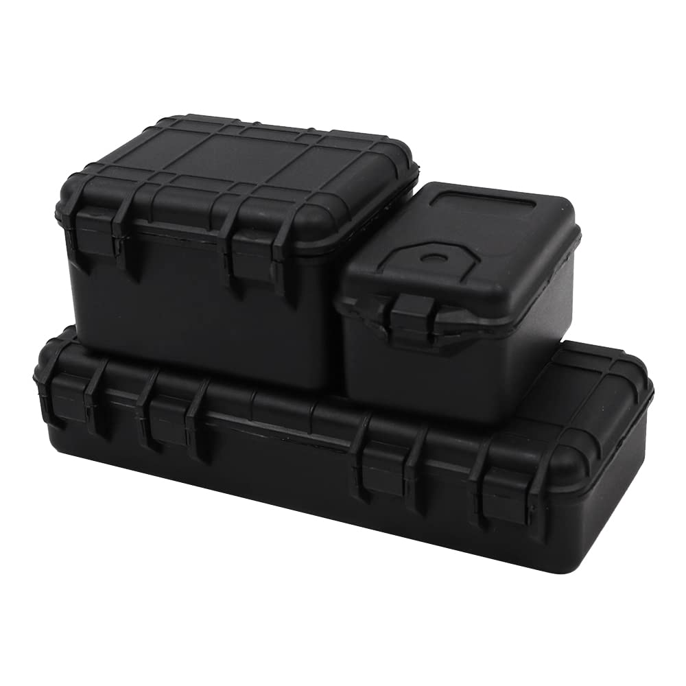 WANGCL 3 sztuki skrzynki narzędziowej na zdalne sterowanie, dekoracje do auta w skali 1:10, Traxxas Trx4, Axial Scx10 90046 CC01 D90 D110 - Czarne