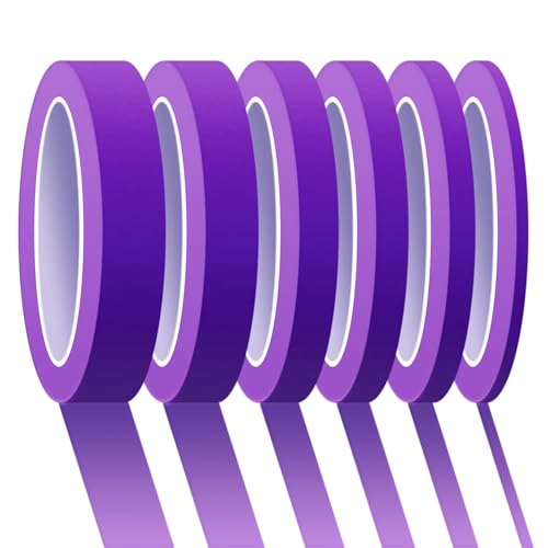Image of 6 Rolls Fine Line Tape 1 /16, 1 /8, 1 /5, 2 /5, 1 /2, 3 /4 Inch x 55 Yard Fineline Masking Tape Painter Adhesive Automotive for DIY Car Auto Paint (Purple, Mixed Sizes)