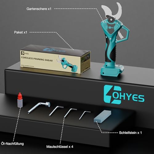 Akku-Astschere Professionelle Passend für Makita 18V Akku mit LCD Anzeige und bürstenlosem Motor Max 40mm Schneiddurchmesser Für Zweige, Sträucher und Stämme (Ohne Akku)