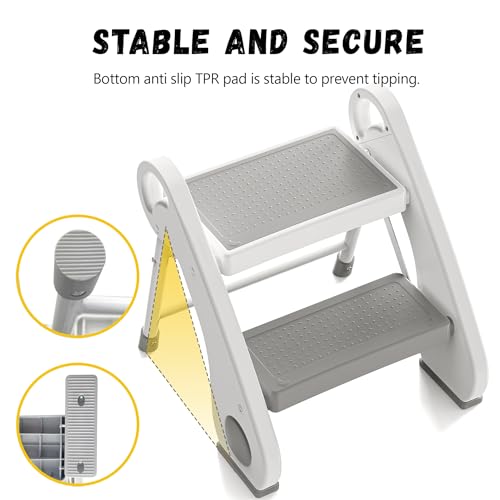 Uncle Wu UN-ST-12 Foldable 2-Step Stool For Kids - Lightweight,Anti-Slip, Steel Material -Toddler Step Sool Help thumb #1