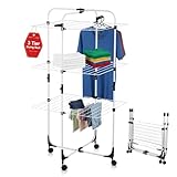 FB FunkyBuys 3 Tier Clothes Drying Rack – Foldable Laundry Clothes Airer Indoor & Outdoor - Sturdy Steel Frame Clothes Horse - Movable, Space-Saving Clothes Dryer for Towels or Storage - Image 1