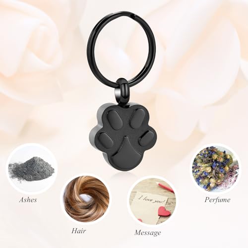 Cremation Keychain for Ashes Dog Paw Print Shaped Urn Keychain Ashes Holder Keepsake Cremation Jewelry Memorial Pendant3