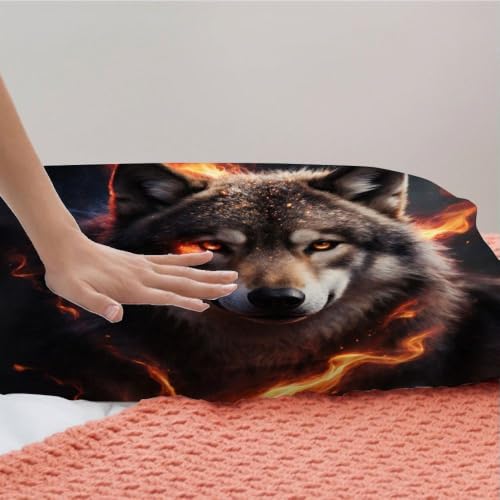 Housse de couette loup 3D parures de lit en microfibre douce enfant 90x190