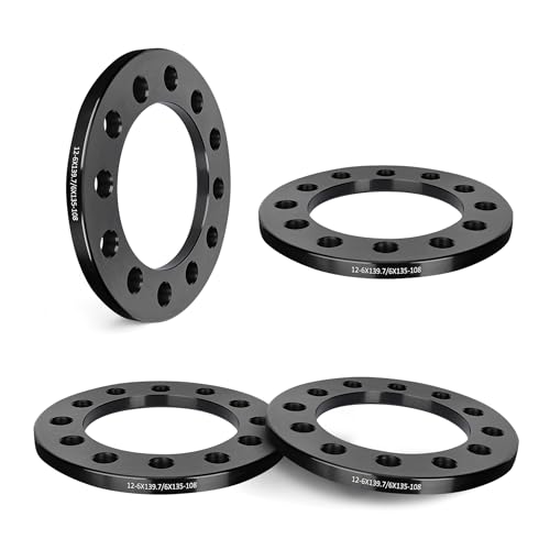 EVIL ENERGY 6x135 or 6x5.5 Wheel Spacers 1/2 (12mm) Compatible with 2004-2023 Ford F-150 6x135 mm/6x139.7 mm 6 Lugs 108mm Hub Bore Unequipped with Bolts Black Not Hubcentric