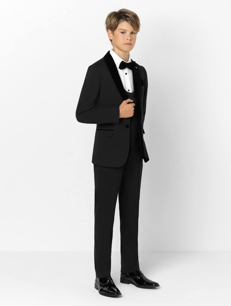 Kromoc Jungen Anzug Schal Revers Einreiher Knopf Jacke Hose für Hochzeit Bräutigam
