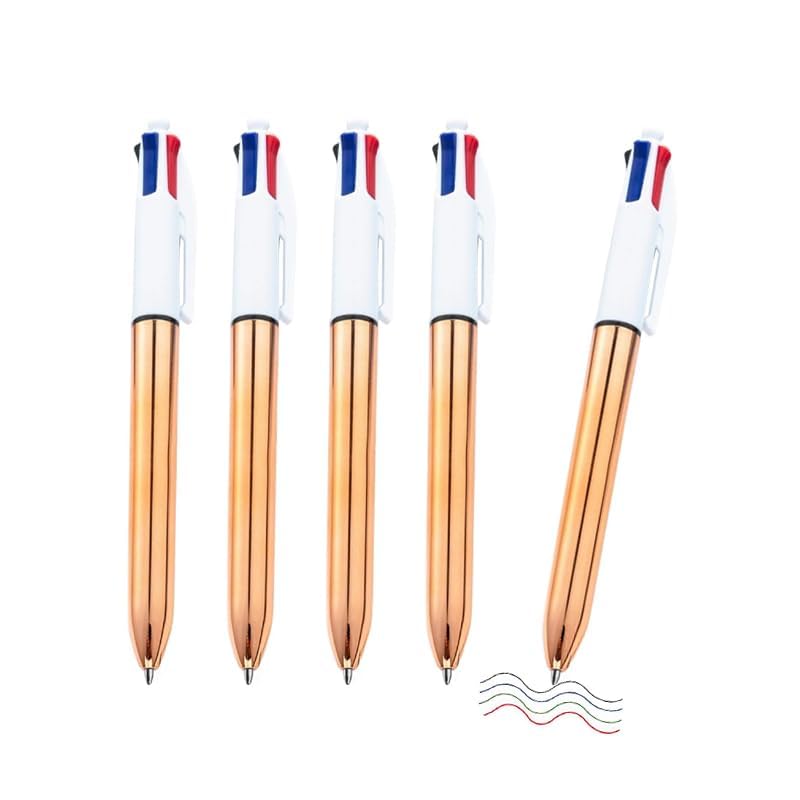 5 Pack 4 in 1 Multicolour Ballpoint Pen - Retractable 1.0mm Smooth Writing