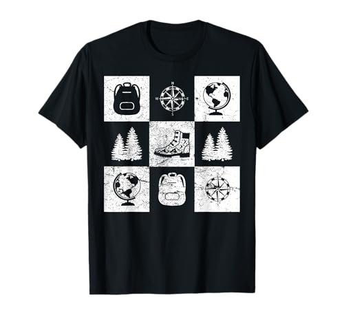 Hiking Camping Elements Design Nature Lover Backpacking T-Shirt