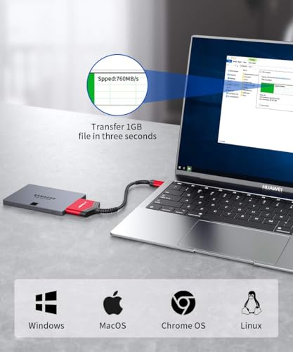 Image of JSAUX SATA to USB Adapter Cable for 2.5 inch SSD /HDD Nylon Cord-Red