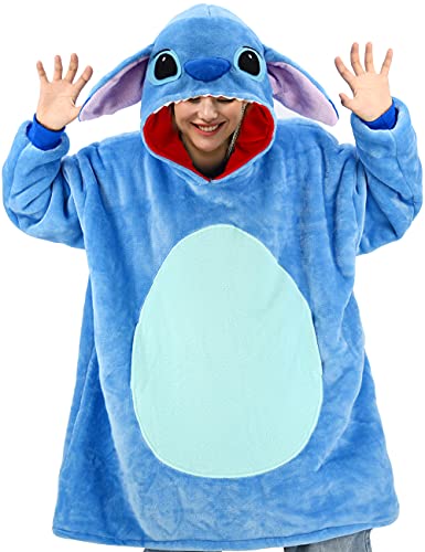 vavalad Cartoon Wearable Blanket Sweatshirt Sherpa Oversized Hoodie TV-Blanket with Sleeves and Pockets for Adults Men Women Teens One Size Fits All