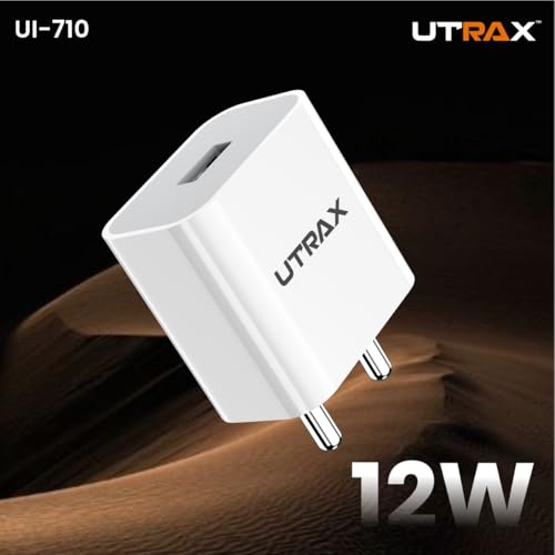 Image of UTRAX 12W Fast Charger with USB to Type-C Cable | BIS Approved Mobile Charger | Fast Charging Adapter with Multi-Level Protection | Compatible with Android Smartphones, Tablets & Type-C Devices