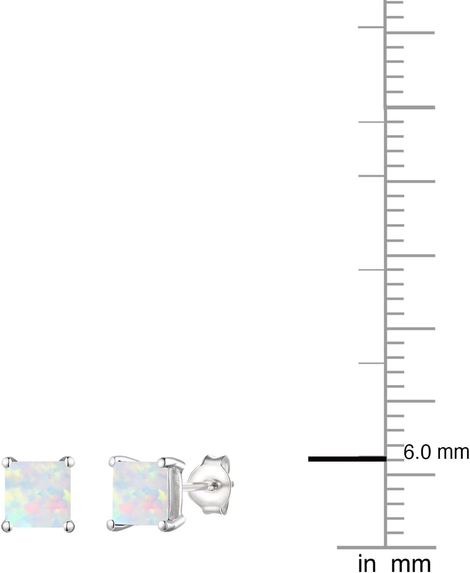 Square Gemstone Stud Earrings, Gemstone Earrings Set in 14K Gold Plated Rose Gold Plated Sterling Silver, Womens Earrings, Square Cut Earrings, Stud Earrings for Women (6 mm stone)