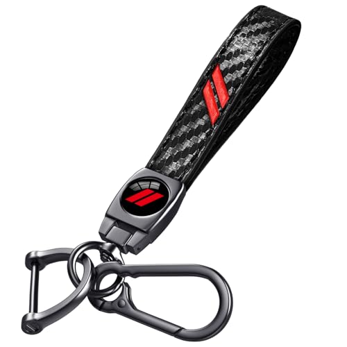 Image of Black Car Keychain for Dodge Charger Challenger Durango RAM 1500, Black Leather & Metal Key Ring with Dual Stripe Logo, Car Key Holder Accessories