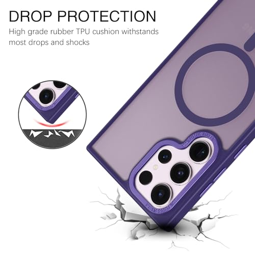 Image of BENTOBEN for Samsung S23 Ultra Case, S23 Ultra Magnetic Phone Case [Compatible with MagSafe] Translucent Matte Slim Shockproof Women Men Girl Protective Case Cover for Galaxy S23 Ultra 6.8 inch,Purple
