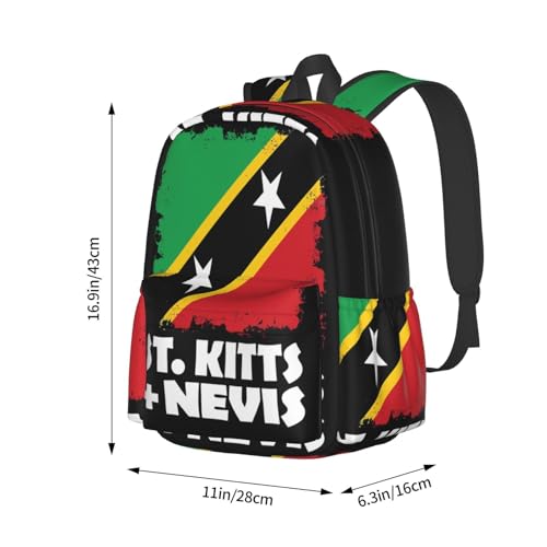St Kitts And Nevis National Flag Laptop Commuter Backpack Shoulder Bag Casual Back Pack Daypack Bags With Side Pockets For Work Travel Daily Use4
