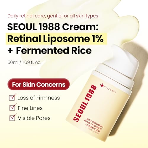 Image of K-SECRET SEOUL 1988 Retinal Cream - Formulated with Advanced Retinal Liposome 1% and Fermented Rice Extract | Daily Fine Lines and Skin Texture Care | Korean Skincare, 50ml / 1.69 fl oz