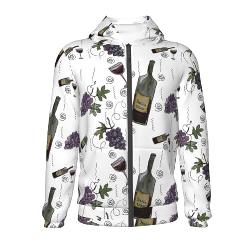 Wine Bottles And Grapes Kid Hoodies Boys Zip Up Sweatshirts Girls Pullover with Pocket2