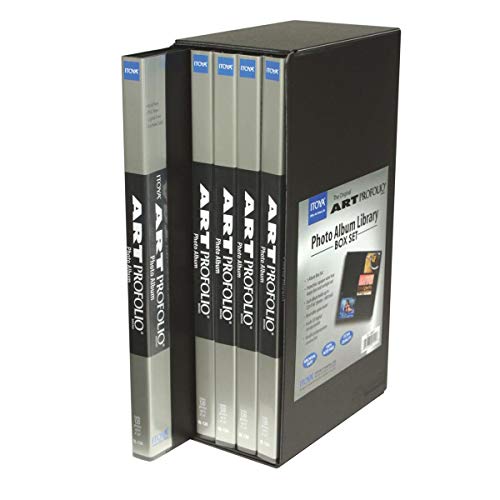 Itoya OL-120LY Art Profolio Photo Album Library Box Set of 5 Albums Within Storage Sleeve Black - Thumbnail 5