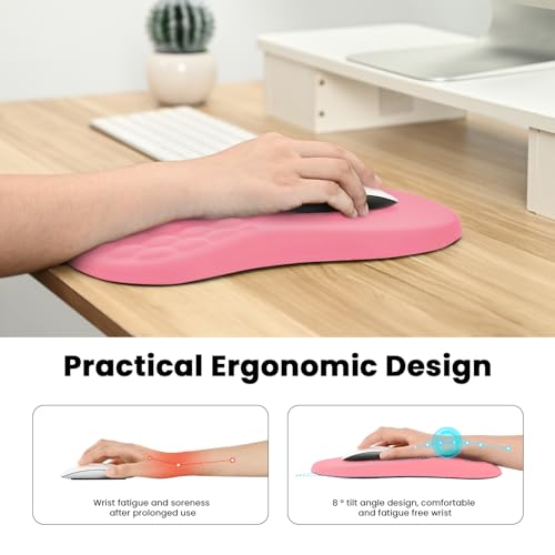 Image of EooCoo Mouse Pad Wrist Support with Massage Design, Ergonomic Mouse Mat,Wrist Rest Pain Relief Mousepad with Memory Foam & Non-Slip Silicone Base (12x8 inch,Pink)