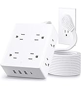 Flat Extension Cord, OLCORIFE 5ft Ultra Thin Flat Plug Power Strip, 8 Outlets 4 USB Ports(1 USB C...