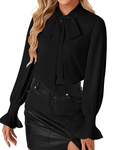 Image of LYANER Women's Bow Tie Neck Business Work Blouse