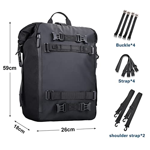 Rupse Motorcycle Bag 20L Waterproof Rear Seat Bag, Motorcycle Seat Tail Bag Backpack, Motorcycle Helmet Bag Storage, Multifunctional Backpack For Motorcycle Riders Sports Outdoor Training Activities #TOP1