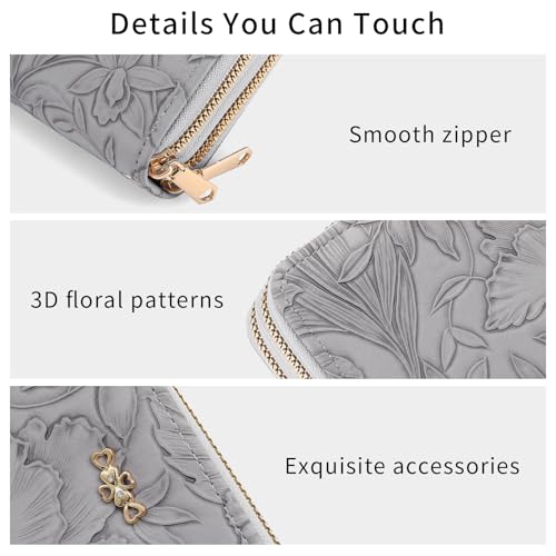 Image of RNIEGA Wallets for Women RFID Blocking Leather Women's Wallet Large Capacity Double Zip Wristlet Clutch | Credit Card Holder Ladies Phone Purse