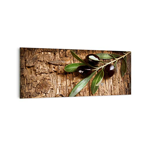 Küchenrückwand 'Oliven auf Holz' in div. Größen, Glas-Rückwand, Wandpaneele, Spritzschutz & Fliesenspiegel